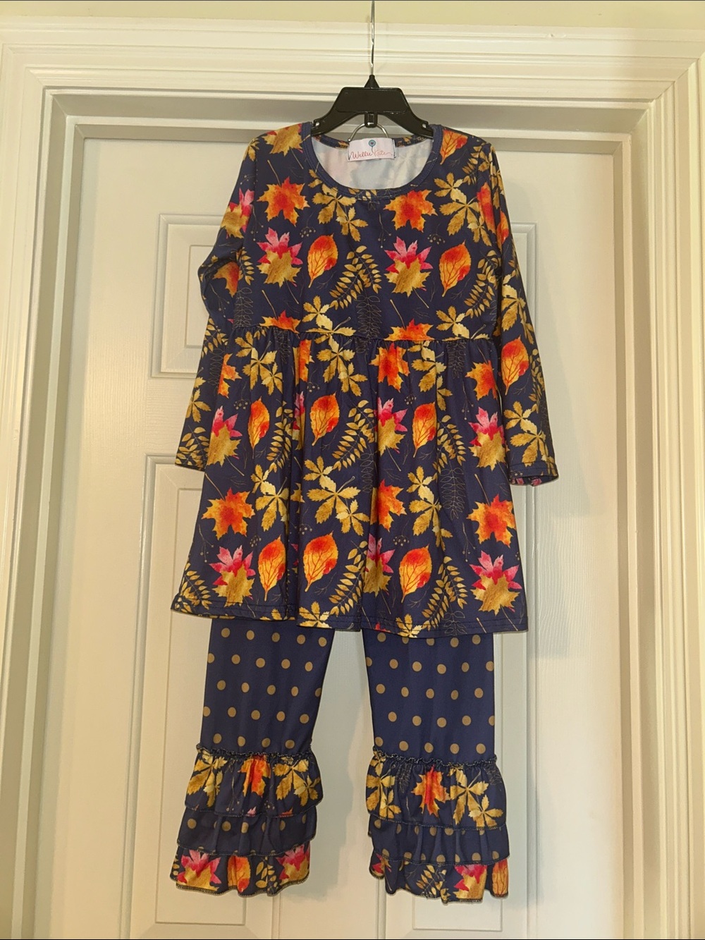 Girls' Navy Floral Ruffle Matching Set
